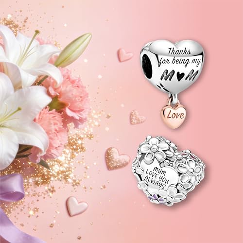 Image of Mom Family Charms Bead for Bracelets and Necklaces Jewelry Charm for Women Valentine Mother's Day