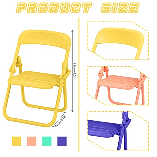 4 Pcs Mini Chair Phone Holder Chair Cell Shape Cellphone Stand Cute Phone Holder Foldable Folding Adjustable Phone Stand For Desk Funny Mobile Phone Desktop Tablet Office Home, 4 Candy Colors #TOP3