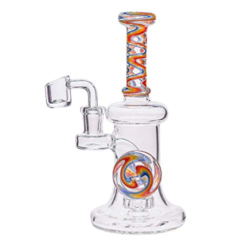 Aoheuo 7.5inch petróleo aparejos de vidrio Bong color rayas de vidrio tuberías de agua conjunta 14.4mm cuarzo arco Beaker Smokiing Bubbler (A) Cover
