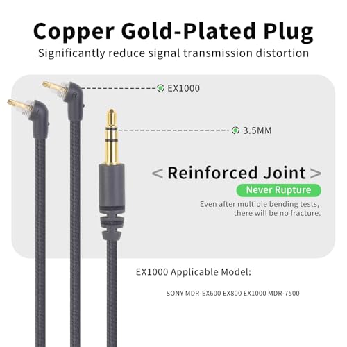 Cable de repuesto EX1000 para auriculares Sony MDR-EX600 EX800 MDR-7500 3