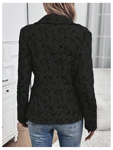 Floerns Women's Floral Jacquard Long Sleeve Blazers Open Front Work Suit Jackets2