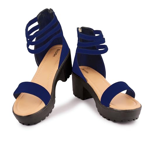 Image of Women's Platform Heels Signora112|Chunky Flared High Heel Sandals |Glossy Open Toe with Ankle Strap Signora112