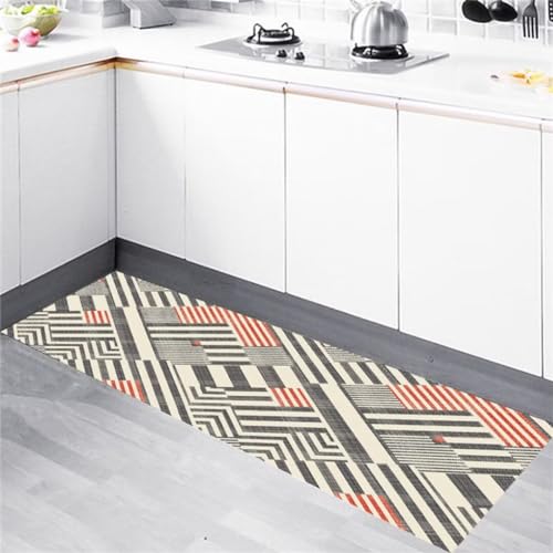 Tapis salon doux géométrique gris 100x150cm fin et antidérapant - 2