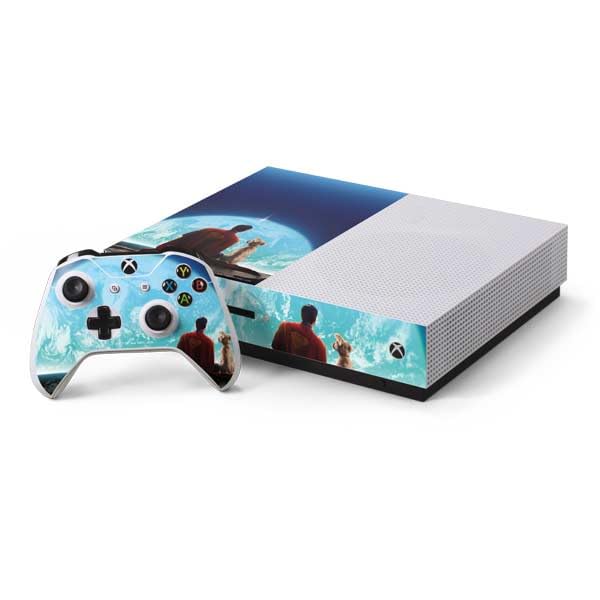 Skinit Decal Gaming Skin Compatible with Xbox One S Console and Controller Bundle - Officially Licensed DC Comics Superman Color Splatter Design