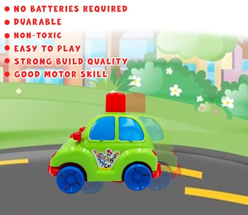 Image of ToyBharat Push N Go Cartoon Car - Fun Multicolour Toy for Kids 1-6 Years, Safe, Durable & Gift-Ready