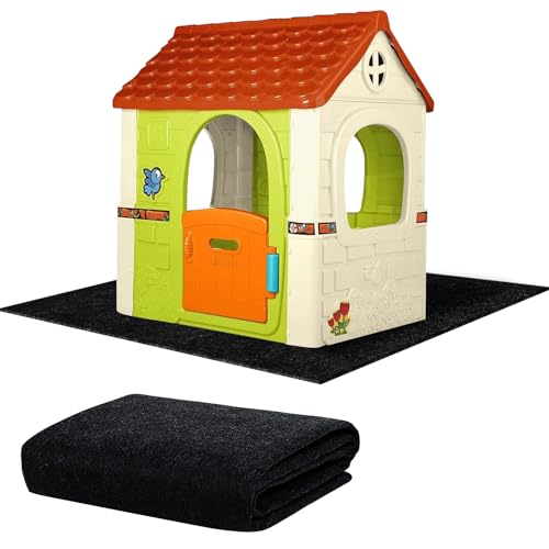 HFYZZ Outdoor Playhouse Mat, 51'' x 47'' Felt Outdoor Playhouse Activity Rug with Non Slip Backing Protective Outside Game House Play Mat Home Floor Play House Pad Rug