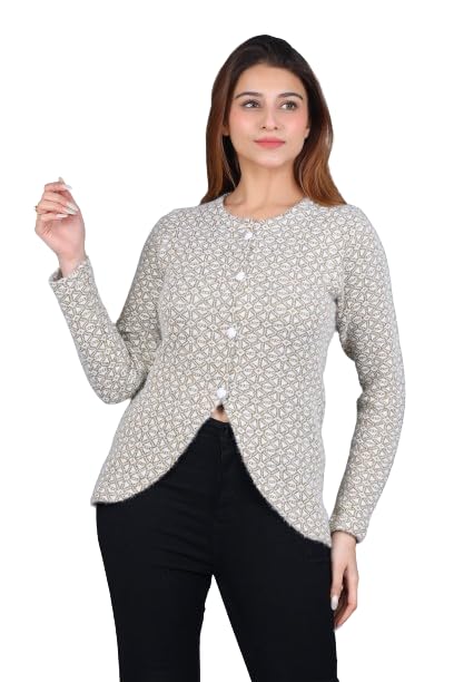 dadu dayal Women Woolen Round-Neck Self Design Cardigan Sweater for Winter Wear Full Sleeves Crop Design-picture-30