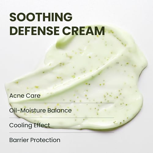 Image of HyCicaMue Defence Cream, Calming Korean Moisturizer for Sensitive Skin, Redness Relief, Summer Sebum Control, Lightweight Hydrating, Cica Vegan Mucin Barrier Repair, Face Cream, 1.69 fl.oz