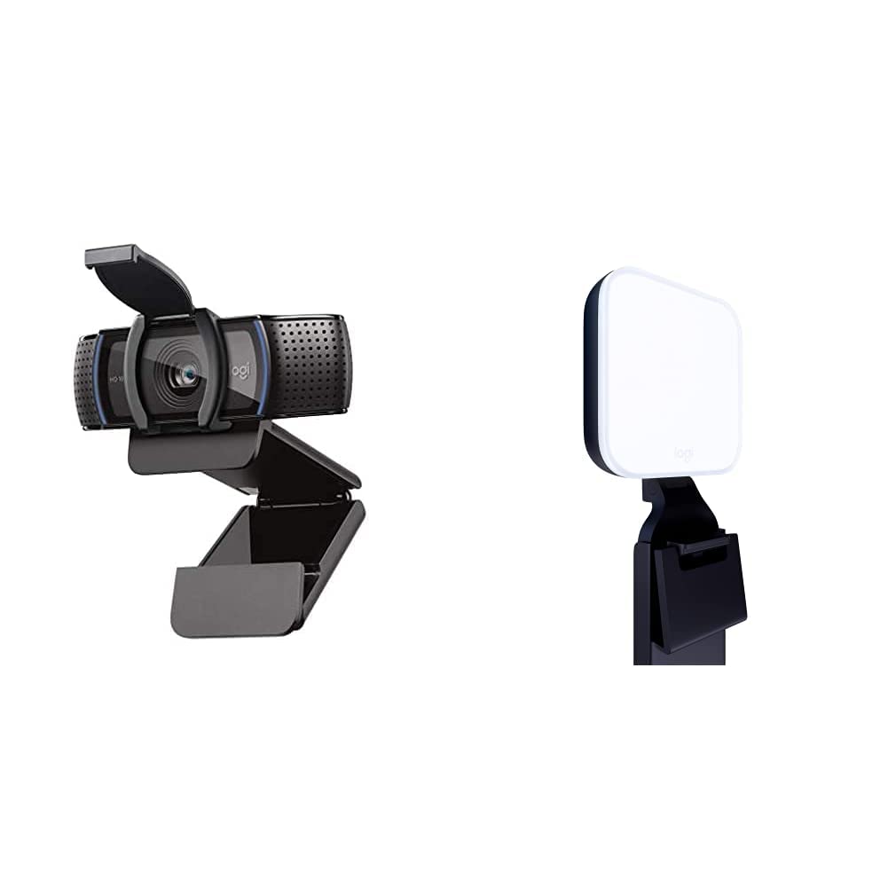 Logitech C920e HD 1080p Webcam Litra Glow Premium LED Streaming Light - Zoom and Microsoft Teams Compatible Webcam
