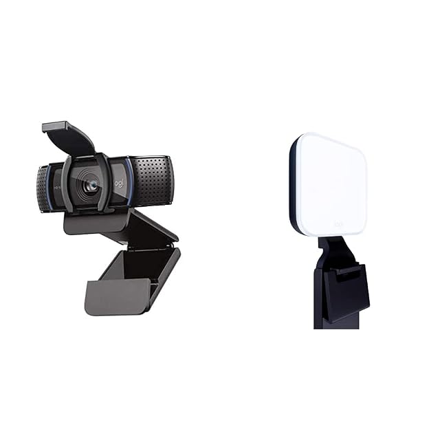 Logitech C920e HD 1080p Webcam Litra Glow Premium LED Streaming Light - Zoom and Microsoft Teams Compatible Webcam