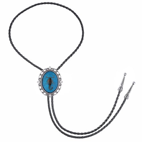 Image of Jeilwiy Bolo Tie for Men Real Stone Westwern Cowboy Ties Silver Bolos Women Leather Necktie Gift for Birthday Christmas