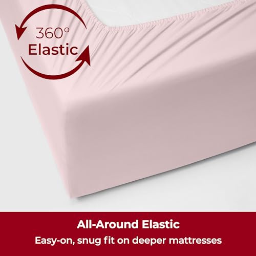 Image of Mellanni Extra Deep Queen Sheets - 4 PC Iconic Collection Bedding - Hotel Luxury, Ultra Soft, Cooling Bed Sheets - Wrinkle, Fade, Stain Resistant (Queen, Blush Pink)
