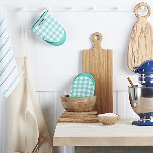 KitchenAid Albany Mini Oven Mitt 2-Pack Set, Aqua Sky, 5.5"x8"