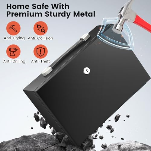 Coffre-fort portable 18L Mejasg avec clé pour documents A4