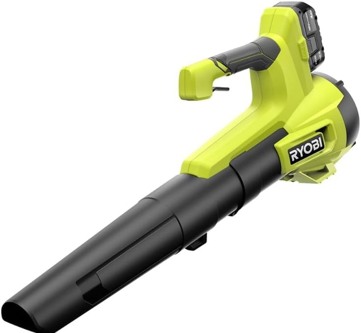 RYOBI ONE+ 18V 100 MPH 350 CFM Cordless Battery Variable Speed Jet Fan Leaf Blower with 4.0 Ah Battery and Charger