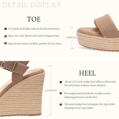 Image of VICKI.VICKI Women's Platform Sandals Wedge Ankle Strap Open Toe Sandals