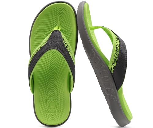 Image of KuaiLu Mens Sport Flip Flops Comfort Orthotic Thong Sandals with Plantar Fasciitis Arch Support Outdoor Summer Beach Size 7~15