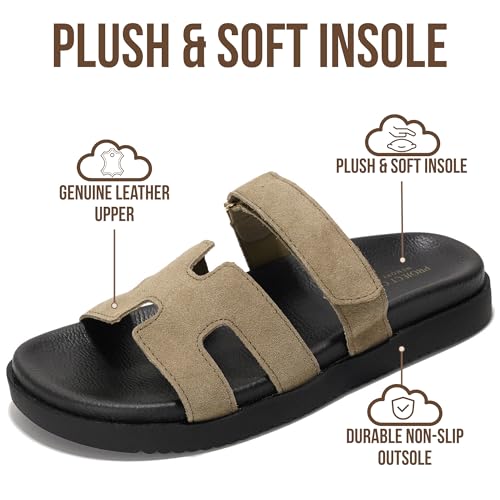 Image of Project Cloud 100% Genuine Leather Sandals for Women Footwear - Stylish Womens Sandals with Plush & Soft Insole - Non-Slip and Water-Resistant Beach Sandals Slides for Women (Mayvy)