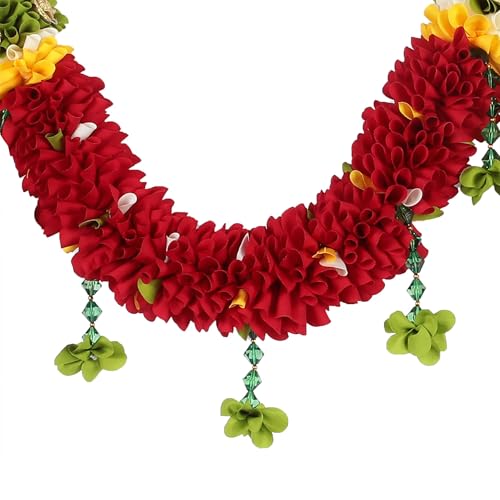 Image of Amazon Brand Umi - Toran for Main Door Entrance, Bandarwal for Festival, Pooja Mandir & Wedding, Handmade Traditional Flower Hanging for Home & Office Decor (42 inches 24 inches) Maroon