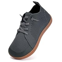 WateLves Toddler Little Kids Wide Barefoot Shoes Boys Girls Minimalist Sneakers Lightweight Breathable Walking Shoes | Naturally Splay | Flexible Fit (Dark Gray, 24)