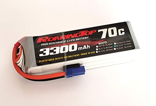 RoaringTop LiPo Battery Pack 70C 3300mAh 6S 22.2V with EC5 Plug for RC Car Boat Truck Heli Airplane
