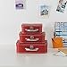 Soul & Lane Decorative Suitcase Storage Boxes with Handle, Set of 3 Cardboard Suitcase Boxes with Lids, Red Vintage Luggage Prop Travel Decor for Home, Travel Themed Party Decorations