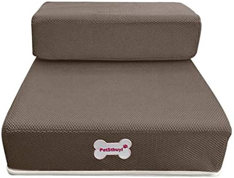 vmree Breathable Mesh Pet Stairs Detachable Padded Bed Dog Ramp 2 Steps Ladder - Designed for Injured, Older, Joint Pain, Overweight or Hip-dysplasia Pets - Caring Pet Supplies