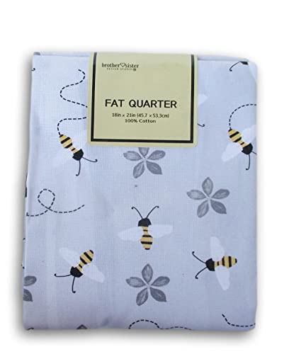 Fat Quarter 100% Cotton for Sewing Crafts - 18 x 21 Inches (Buzzing Bees)