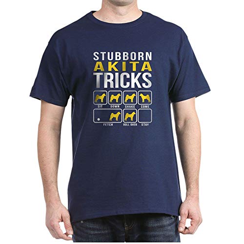 CafePress Akita Stubborn Tricks T Shirt 100% Cotton T-Shirt Navy