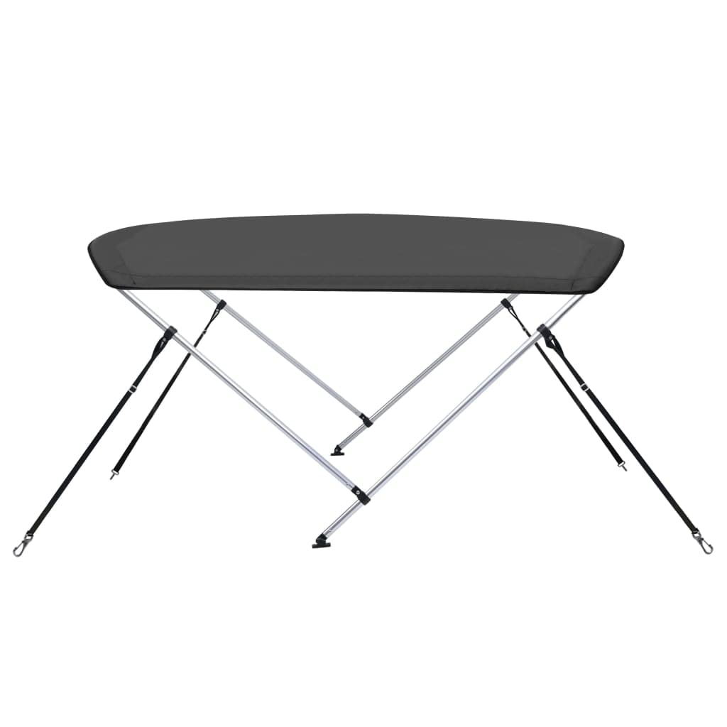 Bimini Top per barche, tettuccio parasole a 2 archi, antracite, 150 x 120 x 110 cm, pieghevole, con custodia protettiva e fissaggio in acciaio inox