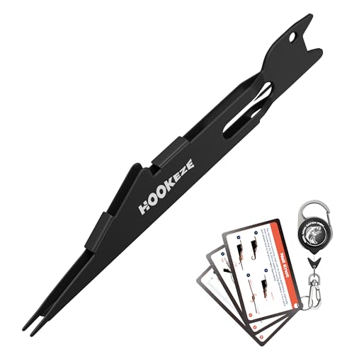 HOOK-EZE Fishing Nail Knot Tying Tool Combo|Includes Waterproof Pocket Guide, Nail Knot Tying Tool with Hook Cleaner, Zinger Retractor|Fly Fishing Accessories Fishing Gifts & Stocking Stuffers for Men