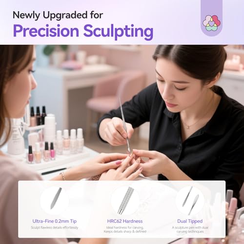 Image of SAVILAND Nail Art Sculpture Pen: 3PCS Sculpting Nail Art Tools Solid Builder Gels Dual-Head 3D Gel Pen Nails Dotting Tool 3D Sculpting Gel Nails Art Design Tools for Salon Home DIY