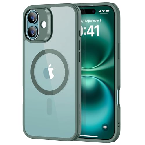 ESR for Phone 16 Case, Compatible with MagSafe, Shockof Military-Grade tection, Magnetic Phone Case for Phone 16, Classic Hybrid Case (HaloLock), Clear Green