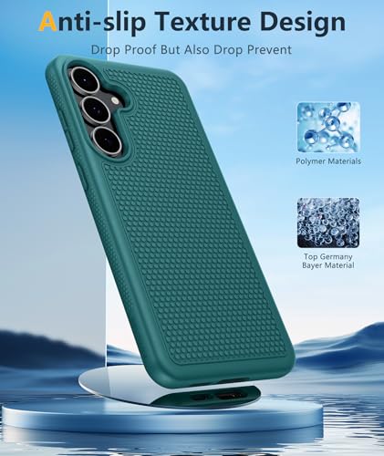 Image of FNTCASE for Samsung Galaxy S25 FE Case: Shockproof Protective Lightweight with Screen Protector Duty Rugged Cell Phone Cover Non Slip | Military Grade Drop Protection for S25FE(Green, 6.7inches)
