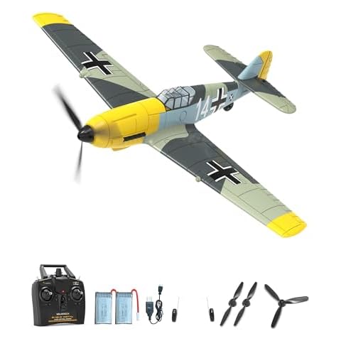 VOLANTEXRC RC Plane, 4 Channel Remote Control Airplane BF109 Fighter RTF with Aileron, Gyro, Aerobatics & 3 Modes Easy to Fly, Hobby Radio Controlled Aircraft for Beginners, Kids & Adults (Yellow) Cover