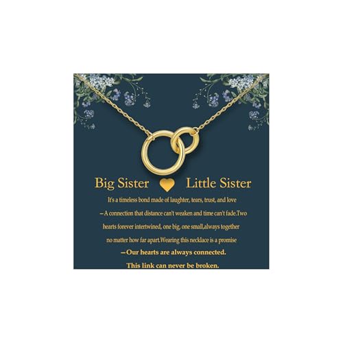 MOLAYES Sister Gift from Sisters Necklace– 14K Gold Interlocking Circles Pendant,...