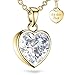 Herzkette Halskette Damen Gold vergoldet | Frauen Kette mit Anhänger Herzanhänger | Goldkette mit Zirkonia-Herz | Geschenk Freundin + Gravur *Ich Liebe Dich* | Gold-Schmuck Valentinstag