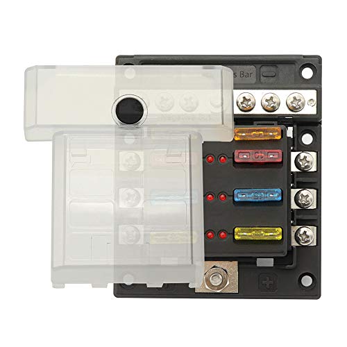 RuleaxAsi Porta-fusíveis da lâmina da caixa de fusíveis de 6 vias Terminal de porca do parafuso de 6