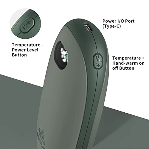 Unigear Oplaadbare handwarmer, 5200 mAh, herbruikbare elektrische handwarmer, powerbank, draagbaar, met vrije warmtestanden van 35-55 °C en digitaal scherm, warmte voor Raynauds outdoor wandelen - Image 3