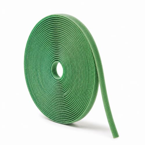 Cinta autoadherente Verde para Plantas 10 m x 10 mm, Brida Reutilizable para jardín y fijación de Cables, también Sirve para Sujetar Plantas, Flores y Tomates.