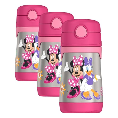 Image of THERMOS Vacuum Insulated Stainless Steel 10oz Straw Bottle, MINNIE MOUSE (Pack of 3)