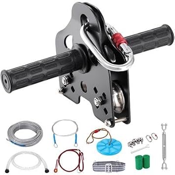 Happybuy 60ft Zipline Kit for Kids, 500 lb Capacity, Backyard Outdoor Play, Quick Setup with Stainless Steel, Spring Brake, Safety Harness, Seat