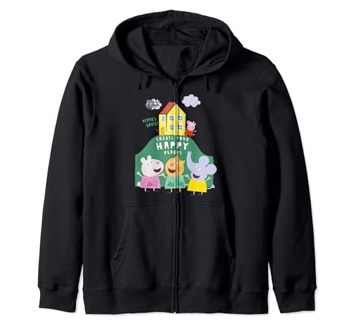 Sweat à capuche Peppa Pig enfant imprimé maison et groupe