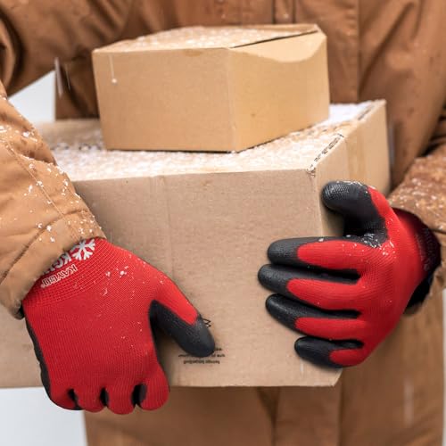 Image of KAYGO Winter Work Gloves Thermal Insulated, PU Coated,12 Pairs, KG11W | Excellent Grip, Breathable & Lightweight, 13-Gauge Seamless Knit, For Freezer Work, Cold Storage, Winter Outdoor Jobs