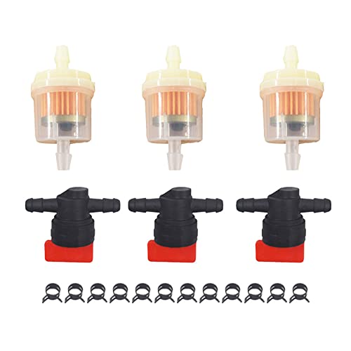 1/4" In Line Fuel Filters Shut Cut Off Valves Clamps Replacement For Briggs & Stratton Yamaha Motorcycle Lawn Mower Tractor #TOP4