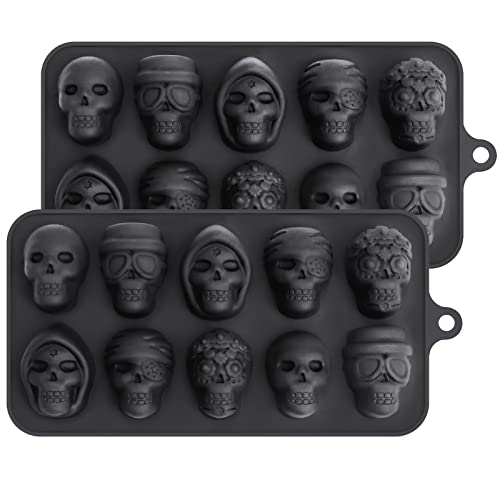 Webake Totenkopf Schokoladenform Silikon Pralinenform 2er Set Halloween Silikonform Pralinen