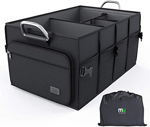 MIU COLOR Foldable Car Trunk Organizer Washable Automotive Storage Box Suitable for SUV with 2 Straps (Black Trunk Large) (Update)