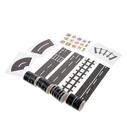 VICASKY Road Tape Sticker Traffic Road Tape Road Car Tape Great DIY Traffic Sign Train Track Model Toy Vehicle Playsets (Mixed Style)