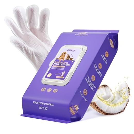 HICC PET Cleaning Deodorizing Glove Wipes for Dogs & Cats, Vet Recommended Hypoallergenic Hydrating & Nourish Fur Pet Grooming Glove Wipes, Pet Bathing Wipes for Horse Coat Care,20pcs Coconut Scent