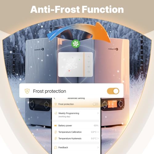 Termostato Wifi 503 A Batteria Bianco, Per Caldaia A Gas, Montaggio Parete O Da Incasso Scatola 502 E 503, Programmazione Settimanale, Display Touch 120X86Mm, Controllo App E Manuale - 4